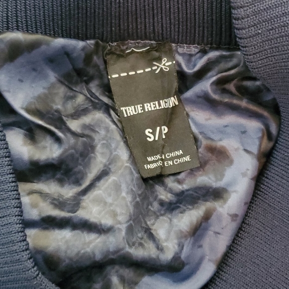 Women Blue/White True Religion Bubble Coat Sz S/P - Picture 3 of 7